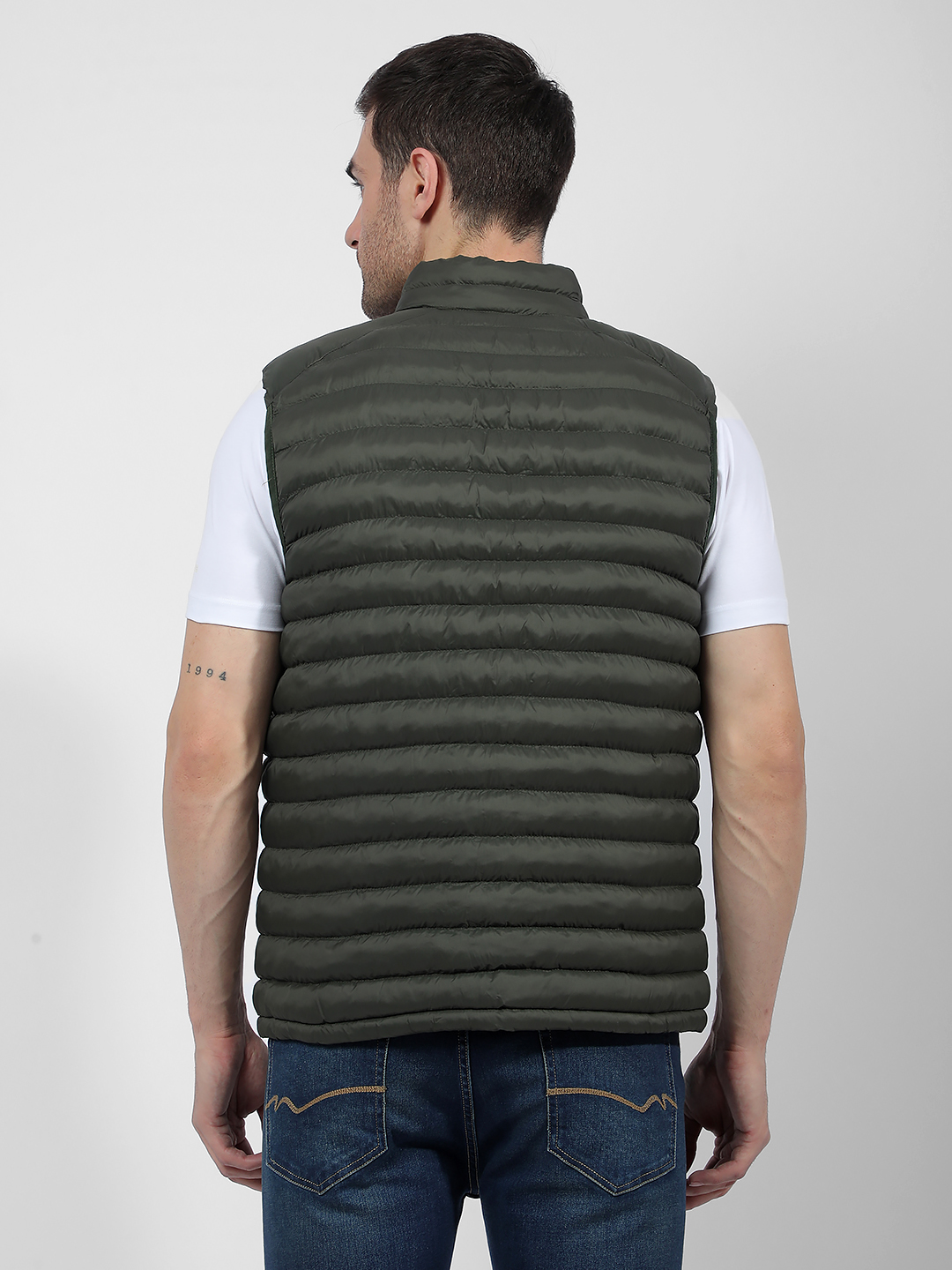 Numero Uno Men Solid Green Regular Fit Puffer Jacket